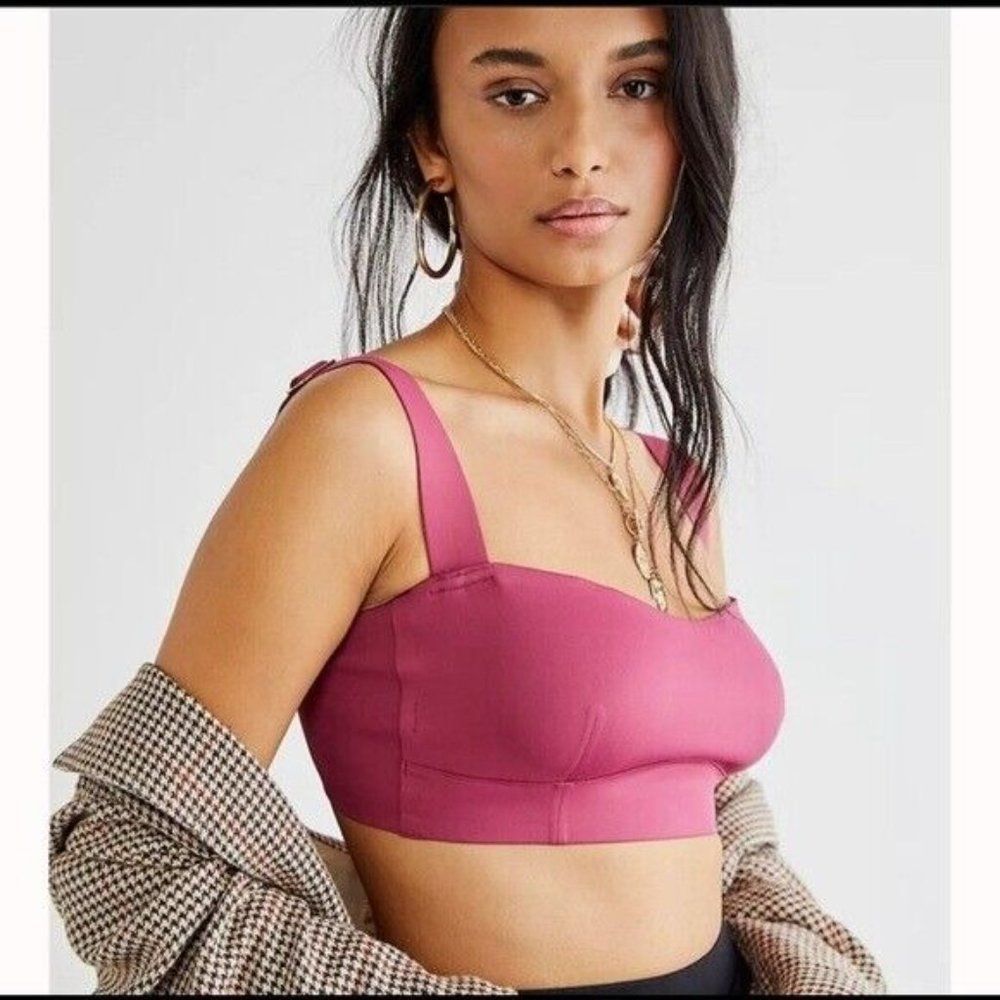 Free People Naomi Longline Bra Dried Rose Size Medium FP - Picture 3 of 9